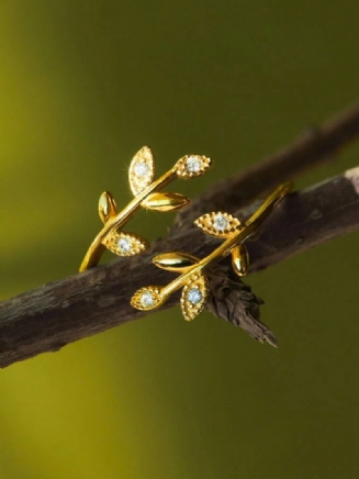 Vintage Diamond Leaf Cross Otevírací Kovové Prsteny Z Umělých Drahokamů