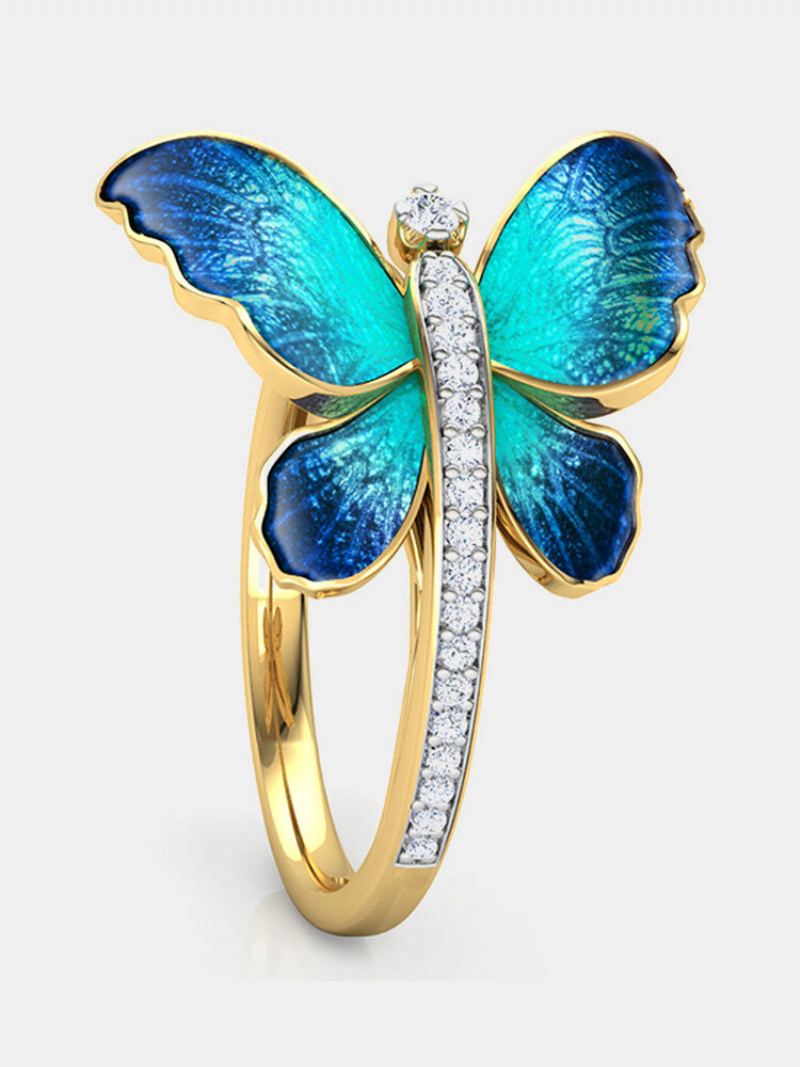 Vintage Insect Women Ring Gradient Butterfly Diamond Šperky Dárek