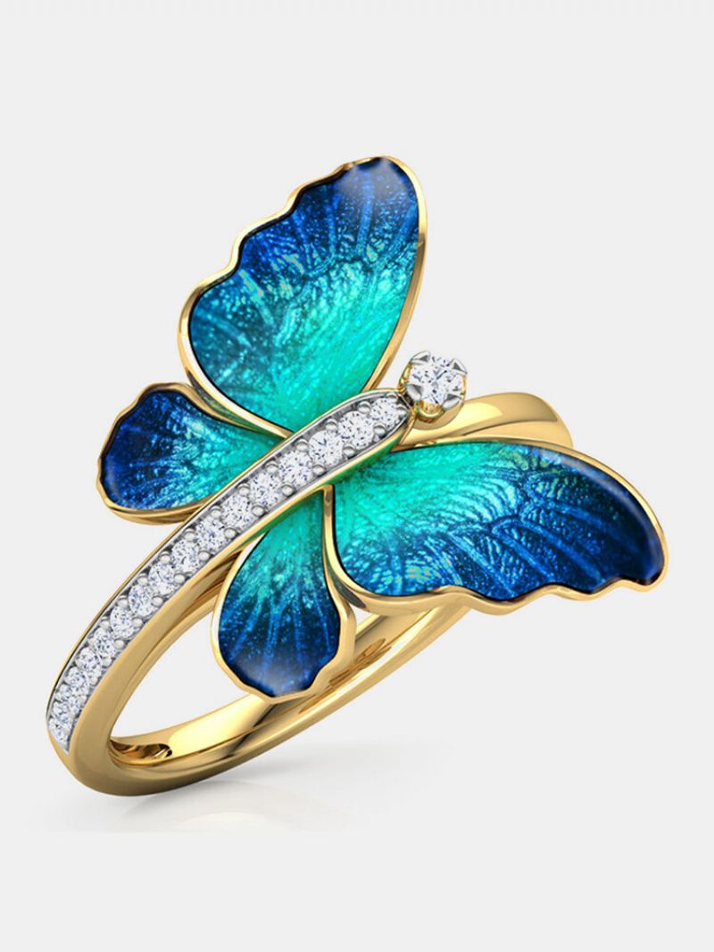 Vintage Insect Women Ring Gradient Butterfly Diamond Šperky Dárek