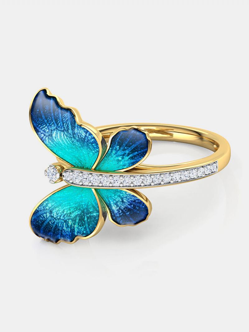 Vintage Insect Women Ring Gradient Butterfly Diamond Šperky Dárek