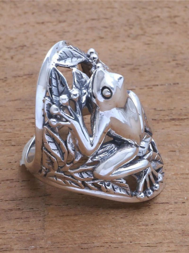 Vintage Kovový 3d Prsten S Dutou Žábou Funny Animal Ring