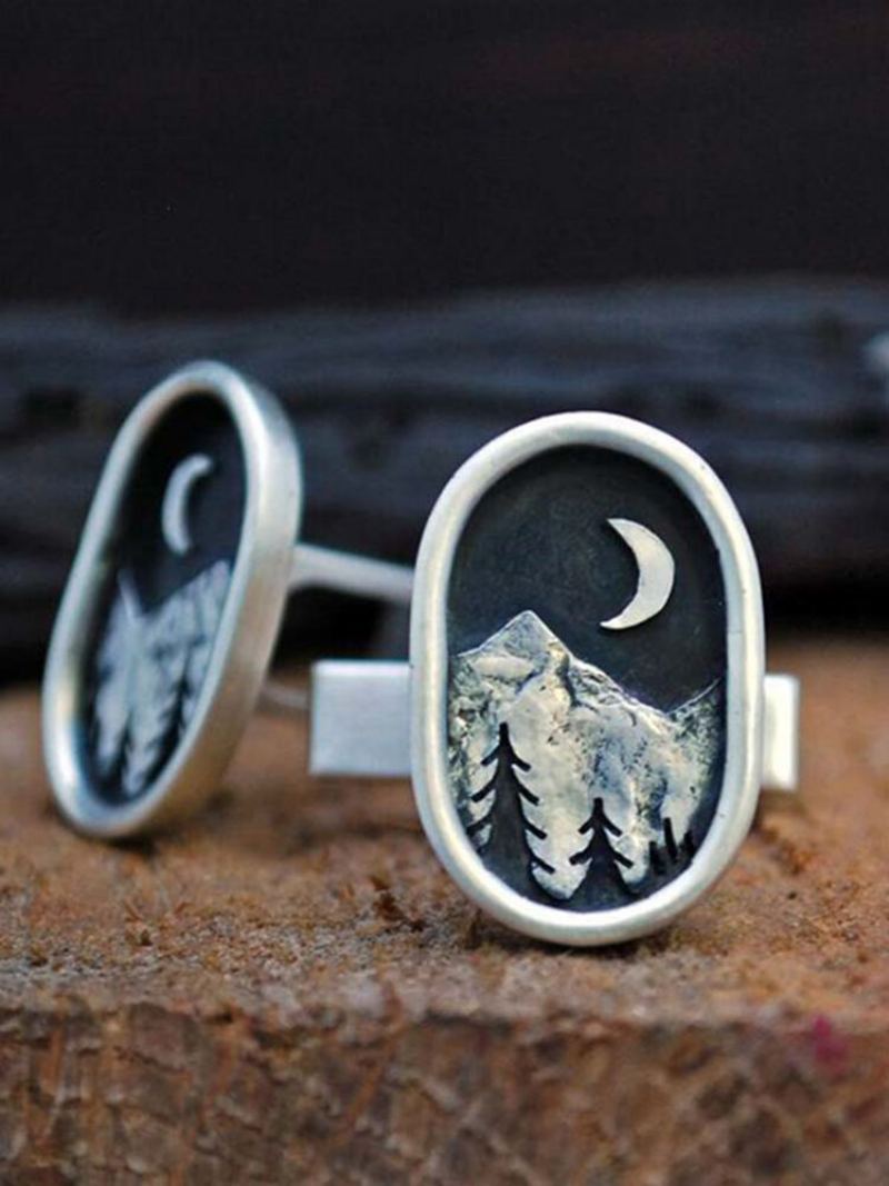 Vintage Moon Peak Pattern Ring Temperamentní Oválný Prsten Ze Slitiny