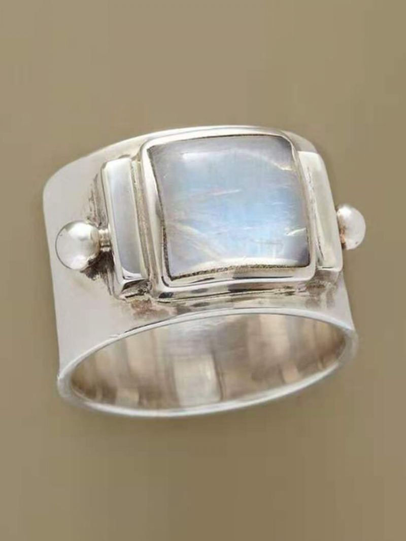 Vintage Prsten Moonstone Temperament Metal Gemstone Ring