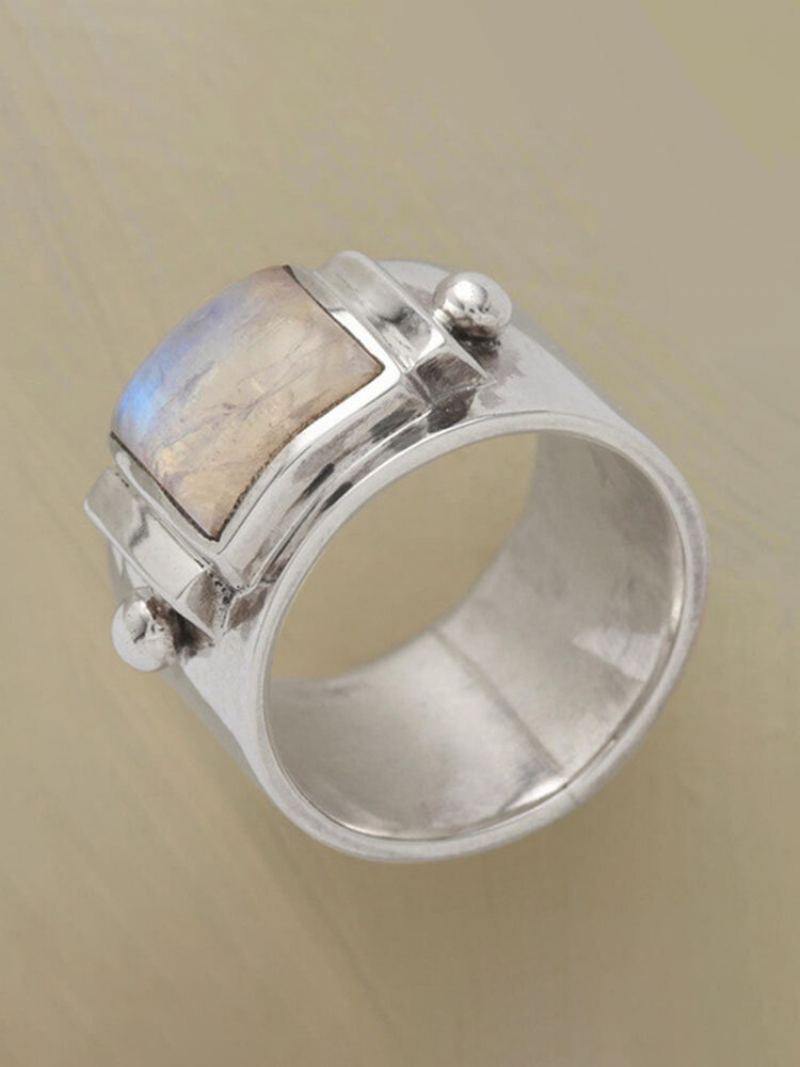 Vintage Prsten Moonstone Temperament Metal Gemstone Ring