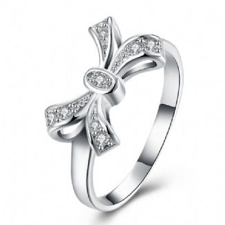 Yueyin Sweet Ring Bow Knot Zirkonový Prsten Pro Ženy Dárek