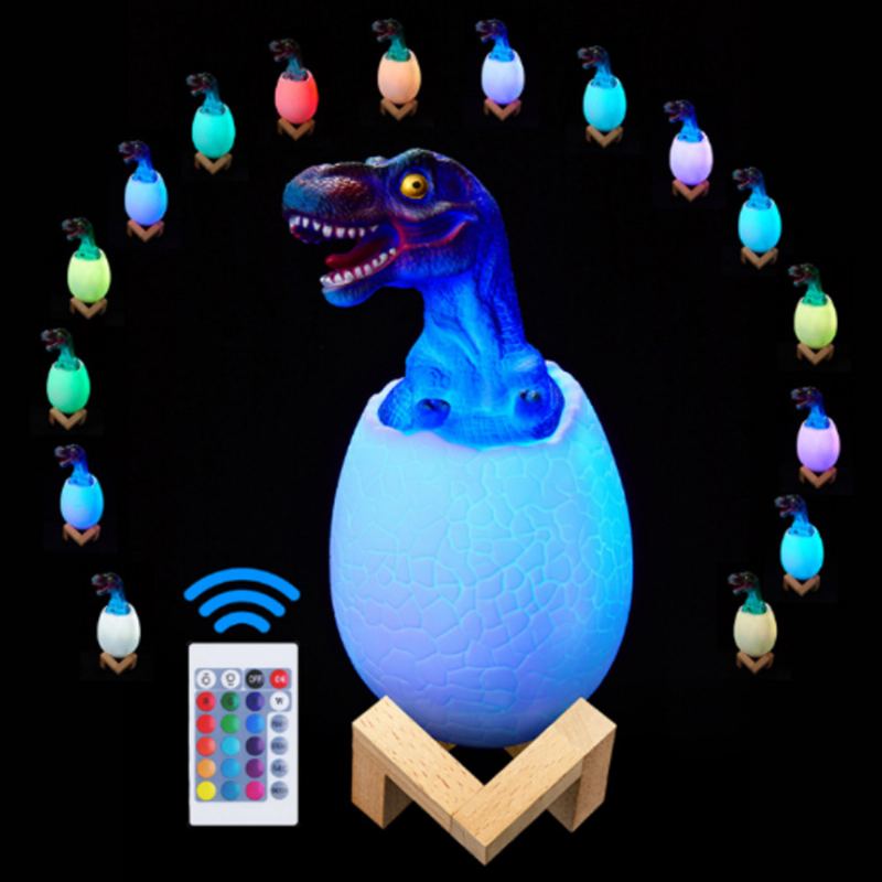 Creative Usb Print 3d Dinosaurus Noční Světelná Dekorace 16 Barev Led Lampa S Dálkovým Ovládáním Dárky Pro Děti