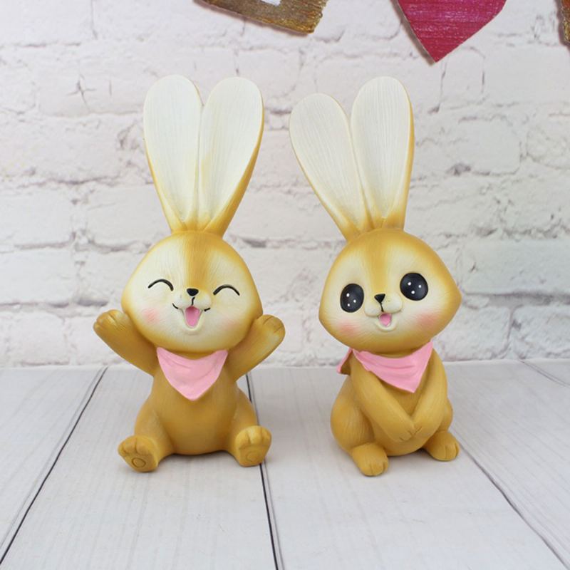 Malý Zajíček Dekorace Pryskyřice Řemesla Bunny Banka Na Mince Spořicí Hrnec Na Pero Noční Lampa