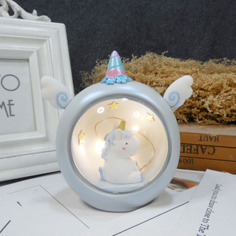 Stolní Lampa Jednorožec Creative Resin Star Noční Světlo Dekorace Do Ložnice Pro Studentky Používají Kulatou Lampu