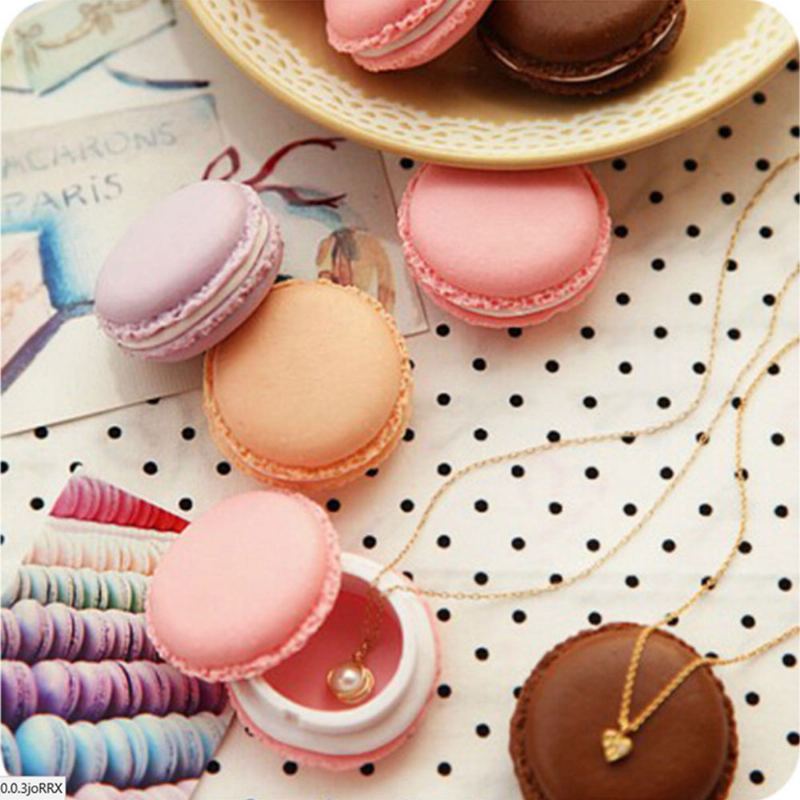 Mini Macaron Box Barevná Šperky Úložná Box Roztomilý Organizér Case Container