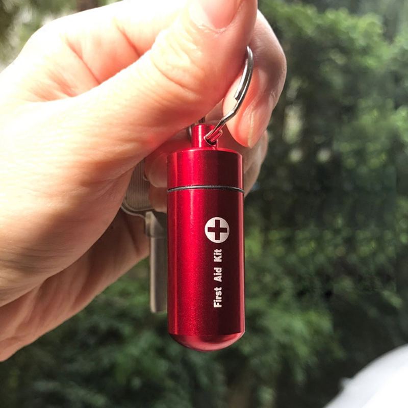 Vodotěsná Hliníková Pilulka Láhev Match Těsnění Úložné Pouzdro Camping Capsule Seal Klíčenka Držák Na Přežití Edc Emergency Tool