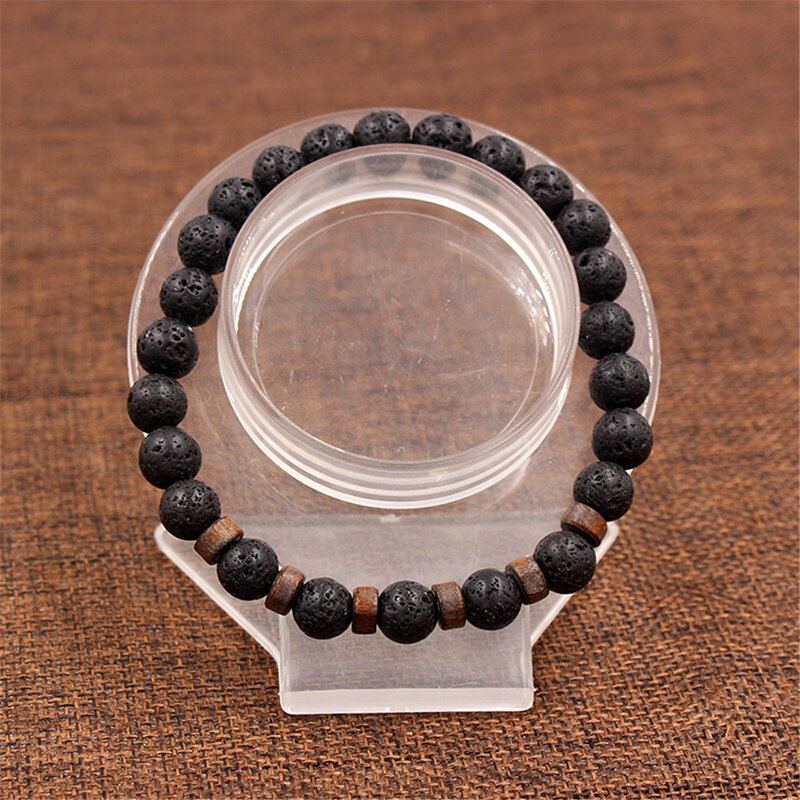 1pc Fashion Men Crystal Beaded Náramek Natural Shining Stone Ountain Black Iron