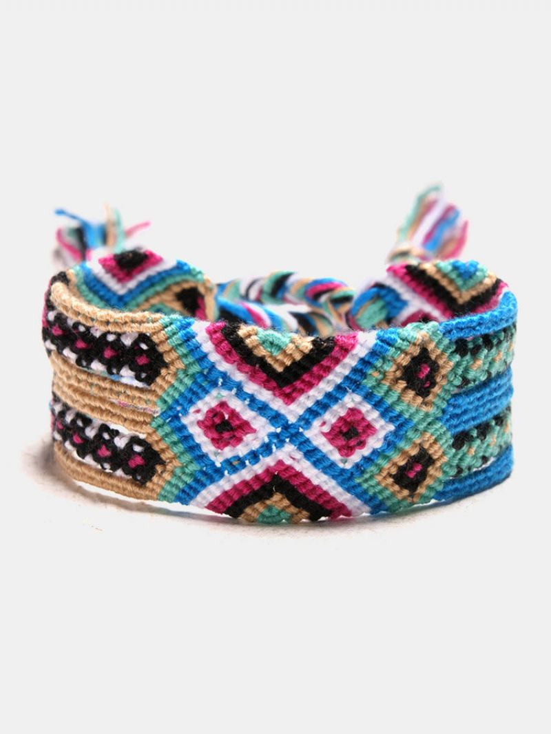 Bohemian Charm Náramek Hand Weave Barevné Střapce Enthic Šperky Ručně Vyrobený Pro Ženy Muži