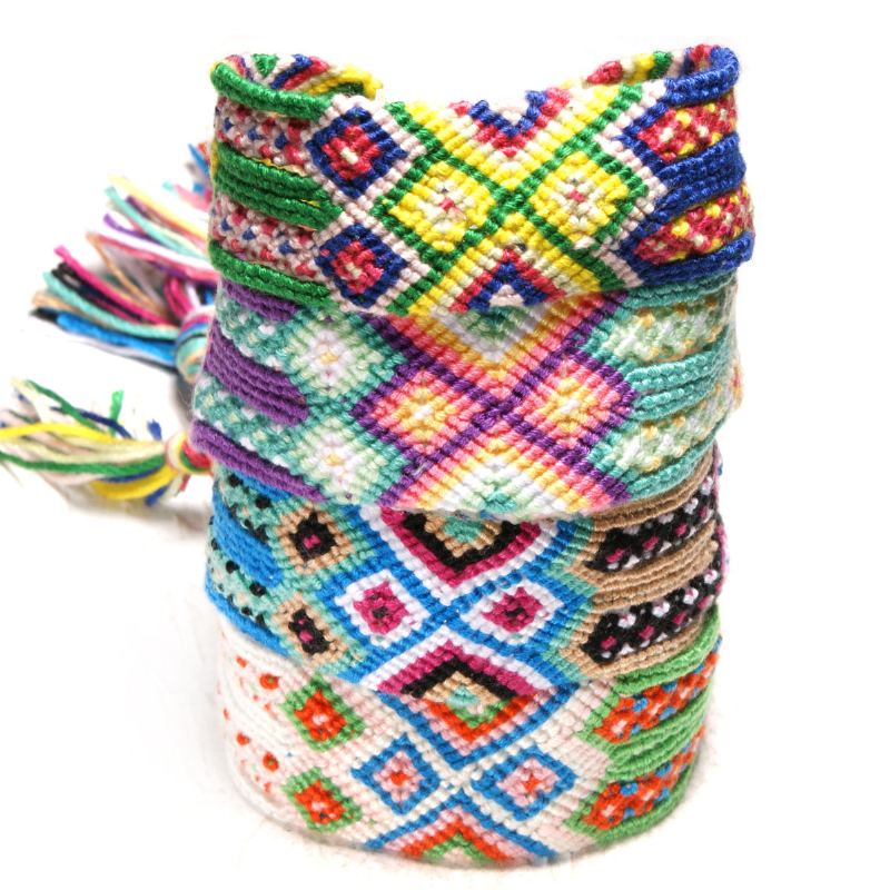 Bohemian Charm Náramek Hand Weave Barevné Střapce Enthic Šperky Ručně Vyrobený Pro Ženy Muži