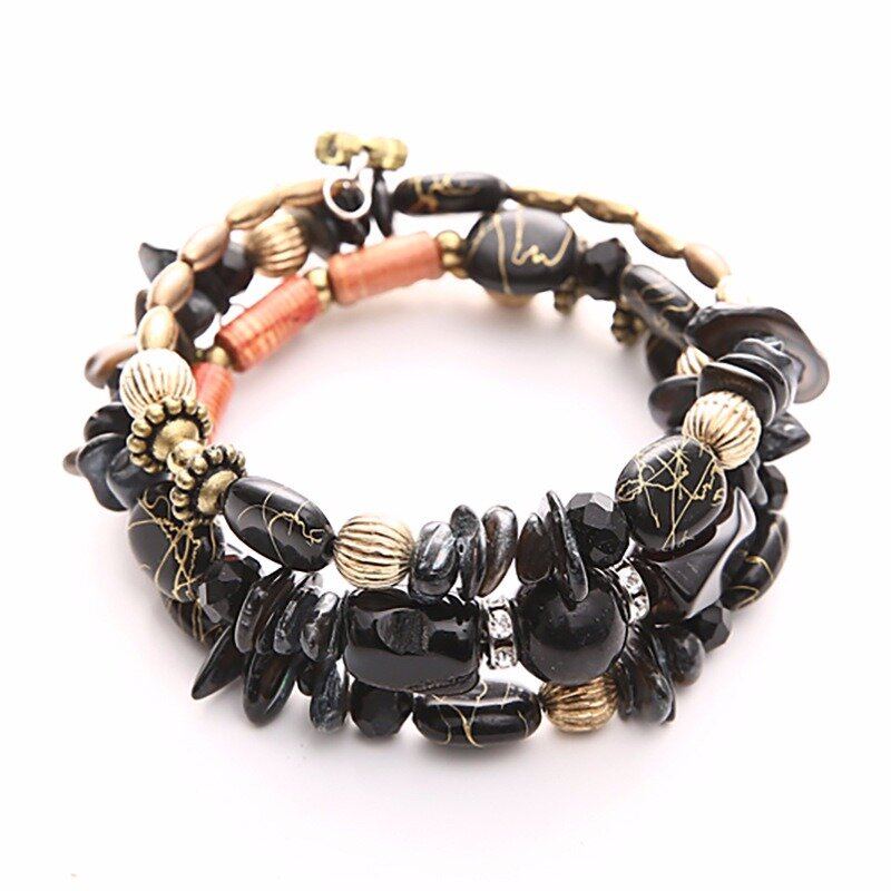 Bohemian Gravel Multi Layer Bracelet Tyrkysový Náramek Pro Ženy Wrap