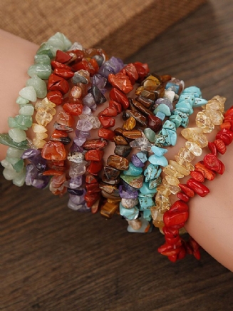 Bohemian Natural Crystal Gravel Náramek Retro Styl Přání Pro Ženy