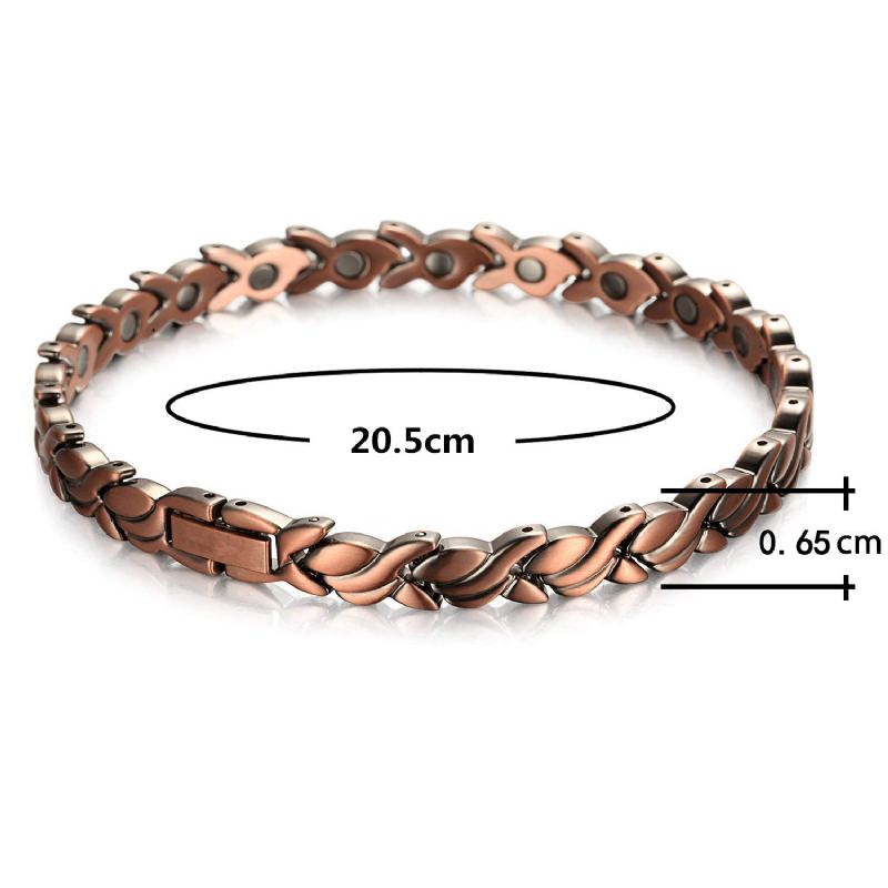 Červený Měděný Náramek Pure Copper 3500 Gauss Strong Magnetický Malá Zlatá Rybka Módní Rybí Kosti Pro Dámy