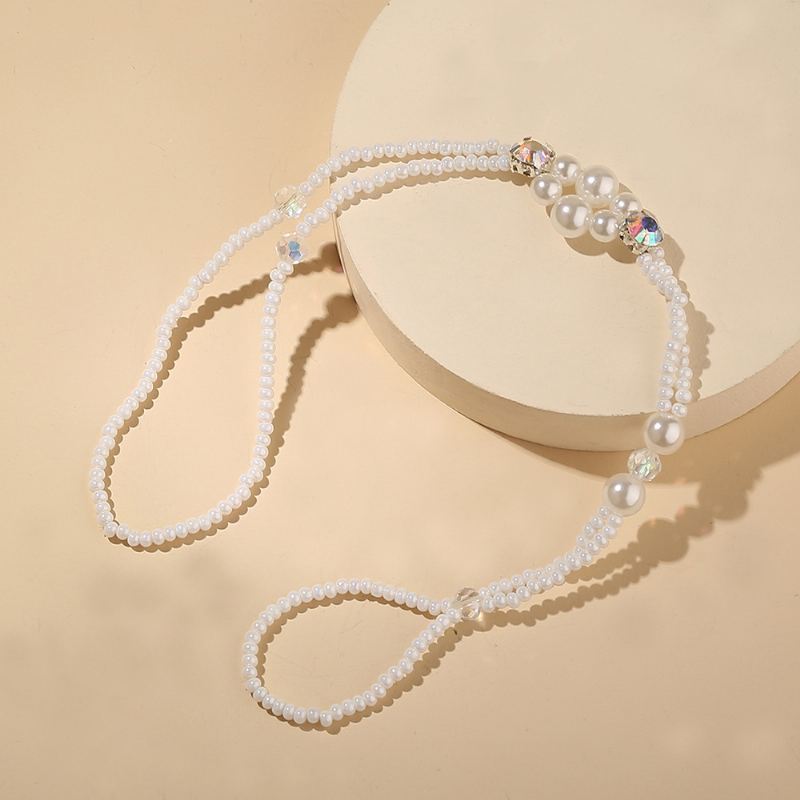 Summer Fresh Pearl Diamond Crystal Beaded Anklet Beach Jednoduchý Sexy Řetízek Na Špičku