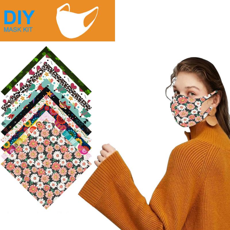 10 Kusů Materiálu Diy Prachotěsné Módní Masky Domácí Tištěné Z Elastické Látky