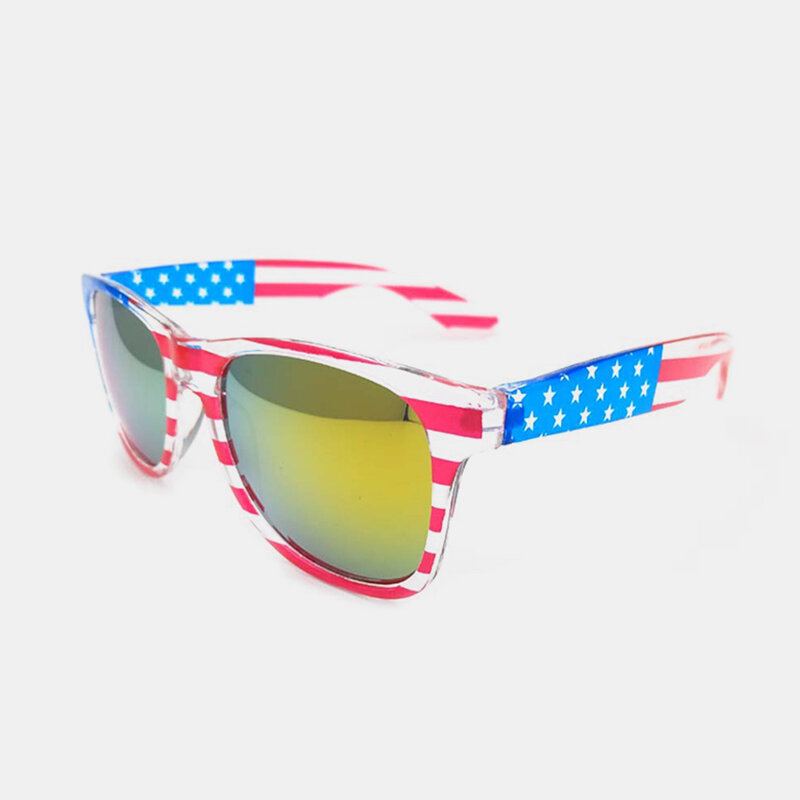 American America Usa Flag Sluneční Brýle Patriotic Clear Frame Classic 80s