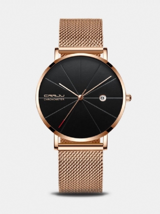 Crrju Unisex Ultratenké Minimalistické Hodinky Classic Date Síťovaný Řemínek Z Nerezové Oceli Business