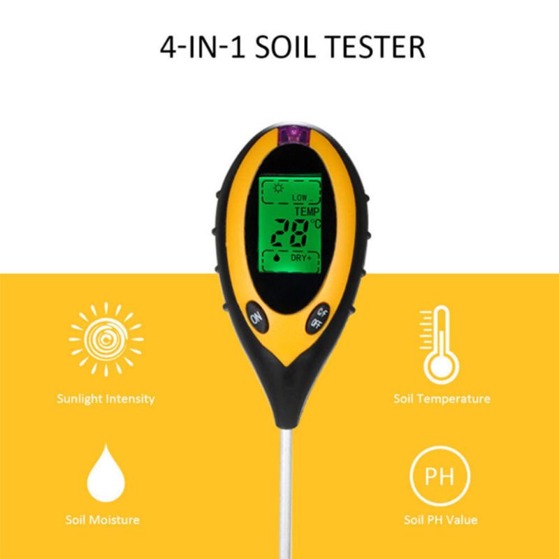 Čtyři V Jednom Tester Půdy Detektor Světla Kyselosti Ph Meter Teploměr Půdní Vlhkosti