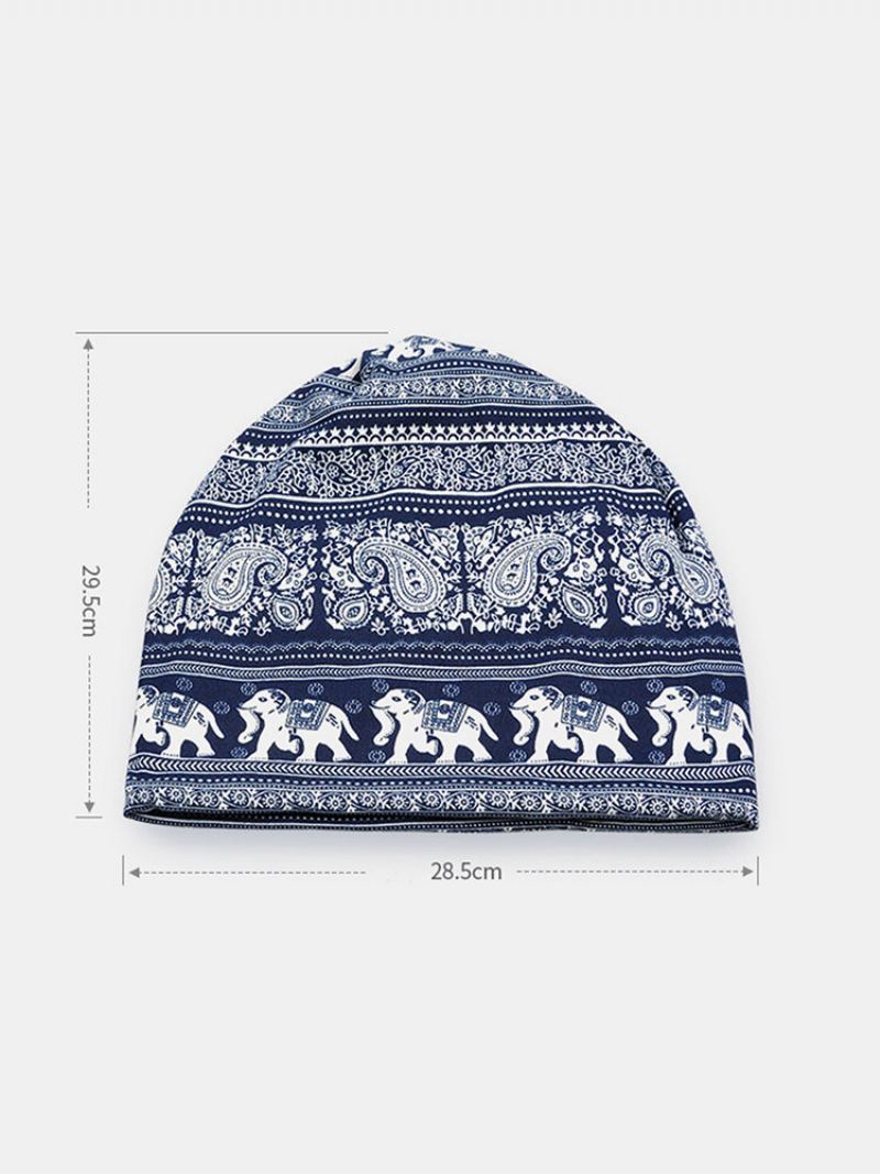 Dámská Bavlněná Čepice Elephant Retro Beanie S Turbanem Na Chemoterapii