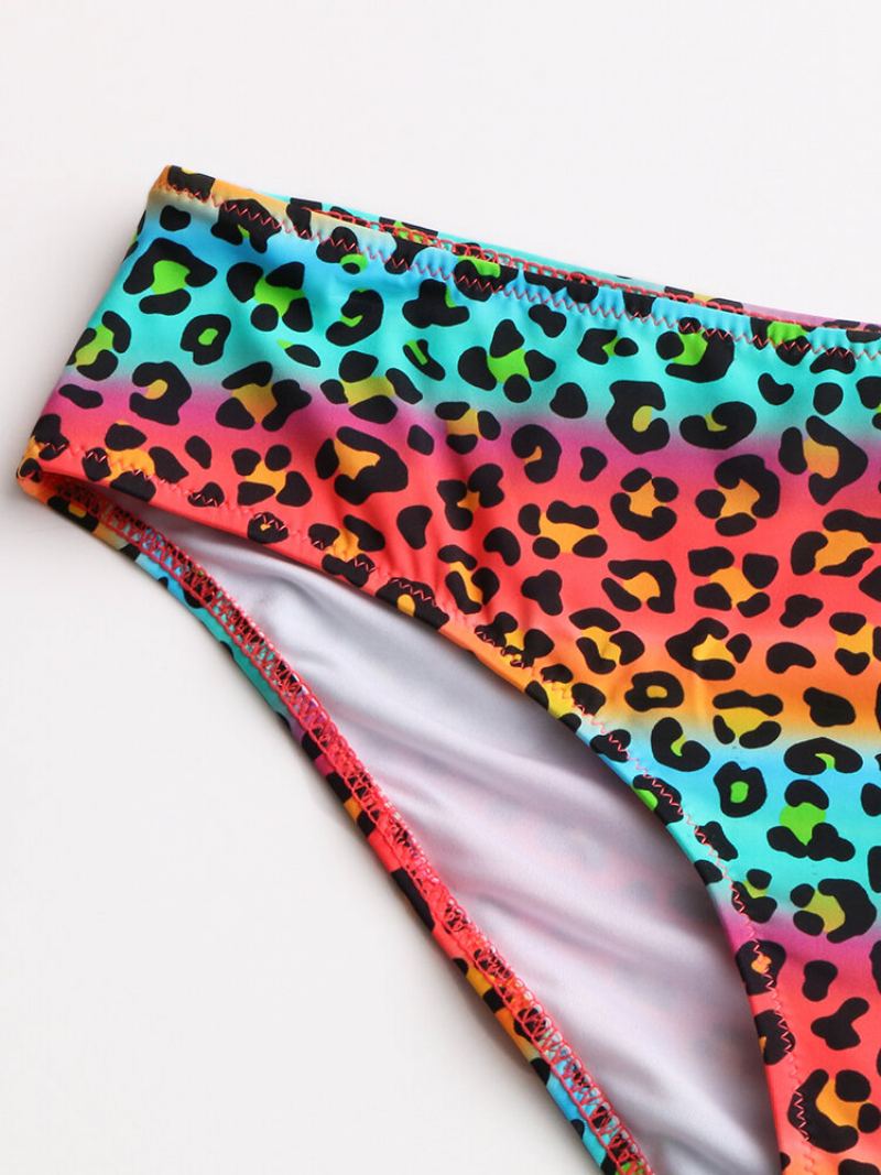 Dámská Vesta Bikiny Leopard Patchwork Přední Přezka Na Zip Sexy Plavky