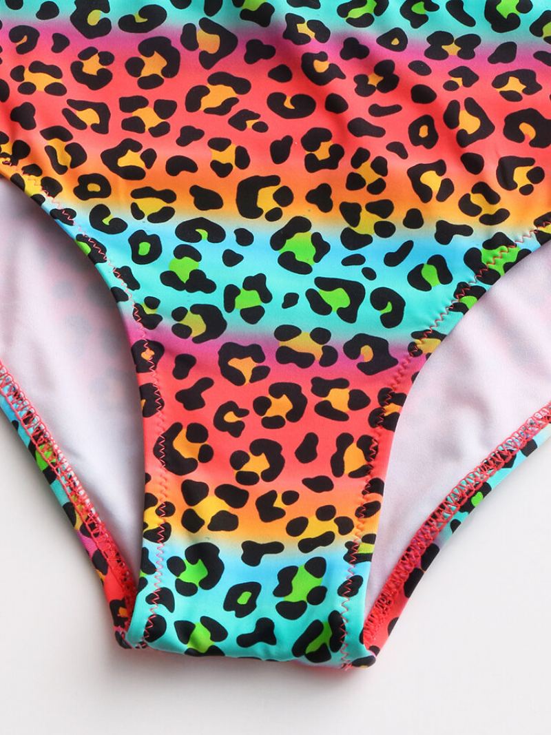 Dámská Vesta Bikiny Leopard Patchwork Přední Přezka Na Zip Sexy Plavky