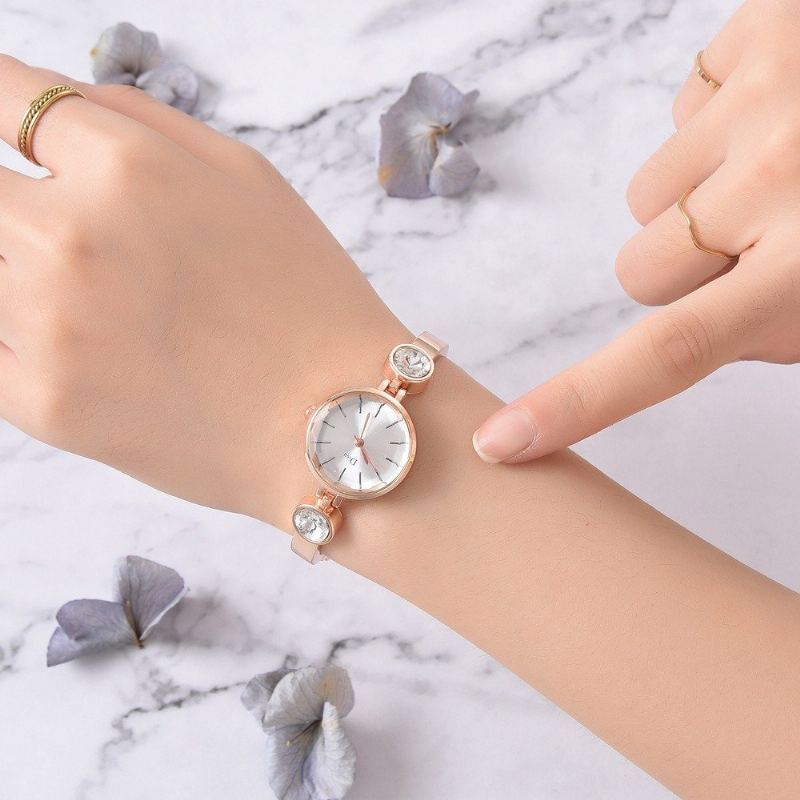 Dámské Hodinky V Elegantním Stylu Diamantové Z Nerezové Oceli Jemné Náramkové Quartz