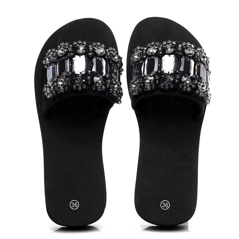 Dámské Pantofle The Beads Rhinestone Soft Bottom