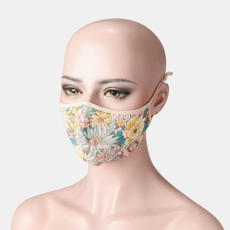 Floral Face Sheild Mask Tištěná Bavlněná Maska Vintage Proof-dust