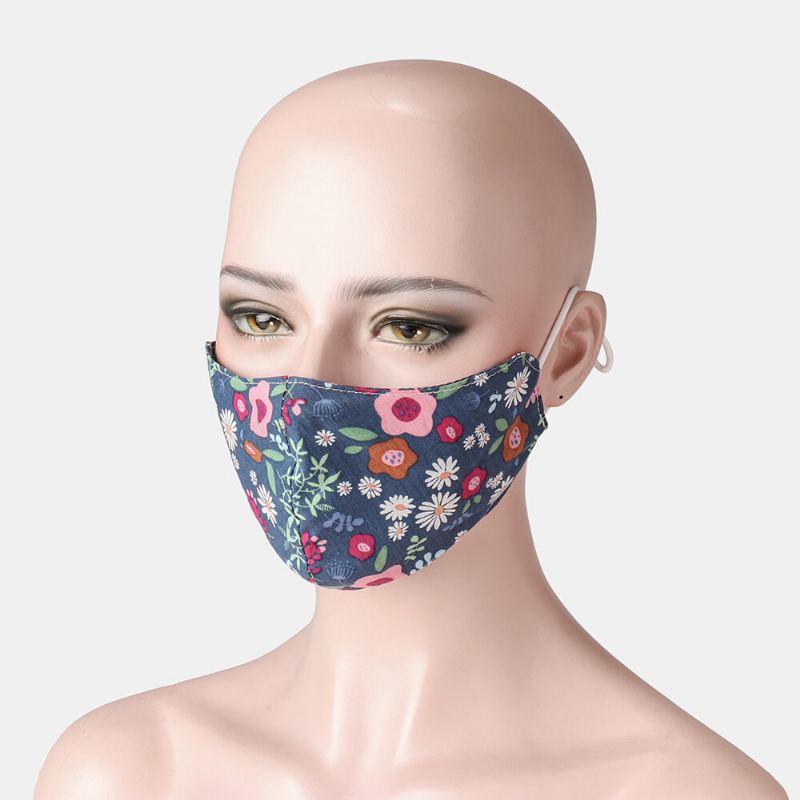 Floral Face Sheild Mask Tištěná Bavlněná Maska Vintage Proof-dust