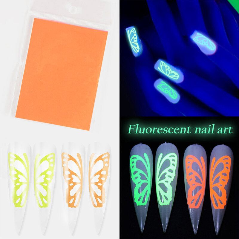 Fluorescent Butterfly Designs Nálepky Na Nehty Vodoznak Barevné Obtisky Na Manikúra