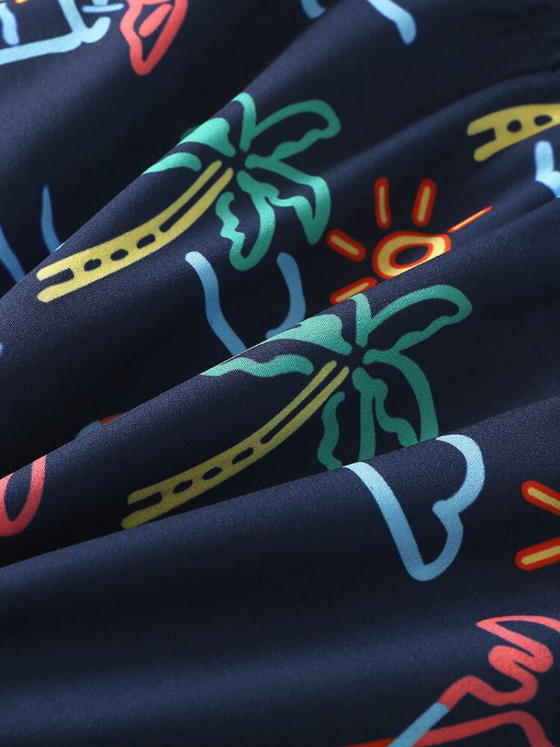 Hawaii Graffiti Pattern Swim Trunks Rychloschnoucí Šortky Se Stahovací Šňůrkou Pro Muže