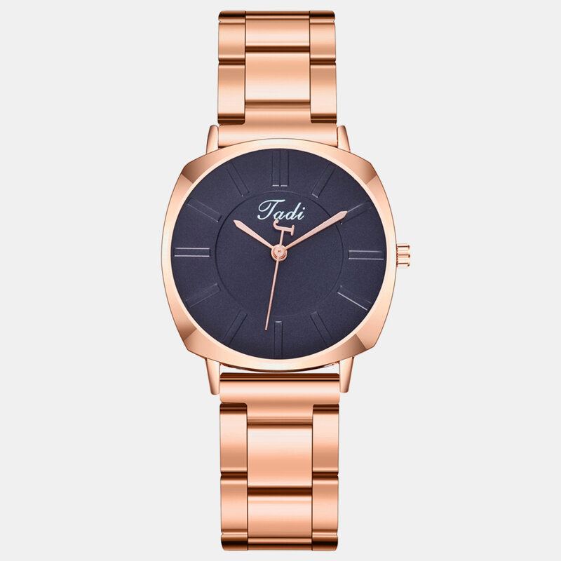 Jednoduché Dámské Náramkové Hodinky Rose Gold Band Velké Tříručičkové Quartzové