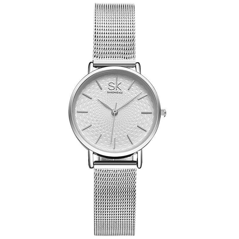 Klasické Hodinky Shengke Quartz Ultra Tenké Voděodolné Kožené Nerezové Minimalistické Wathces