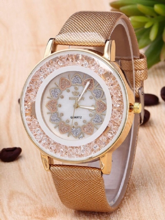 Klasický Náramek Heart Rock Beads Pu Leather Watch Quartz Dámské Hodinky Velkoobchod