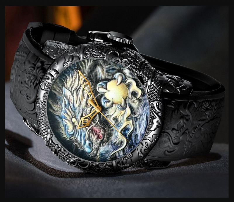 Luxusní Módní Dragon Design Quartz Hodinky Biden Pánské Silikonový Pásek Vodotěsné Náramkové Sportovní Hodiny Relogio Masculino