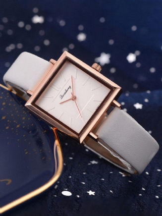 Módní Dámské Hodinky Ve Čtvercovém Stylu Pure Color Leather Quartz Watch