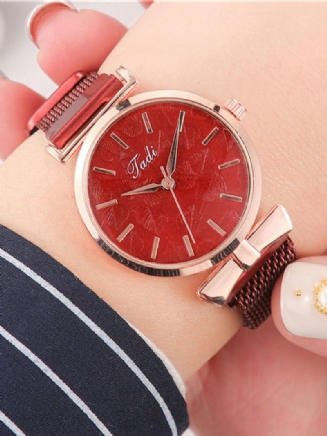 Módní Elegantní Dámské Hodinky Alloy Mesh Band Číselník Čísel Rose Gold Case Quartz Watch