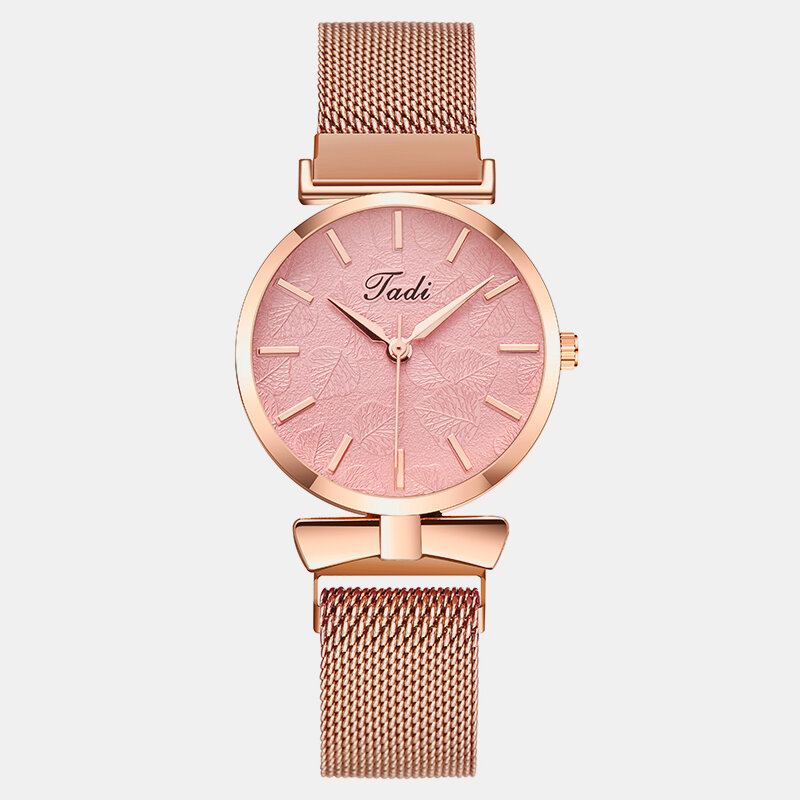 Módní Elegantní Dámské Hodinky Alloy Mesh Band Číselník Čísel Rose Gold Case Quartz Watch