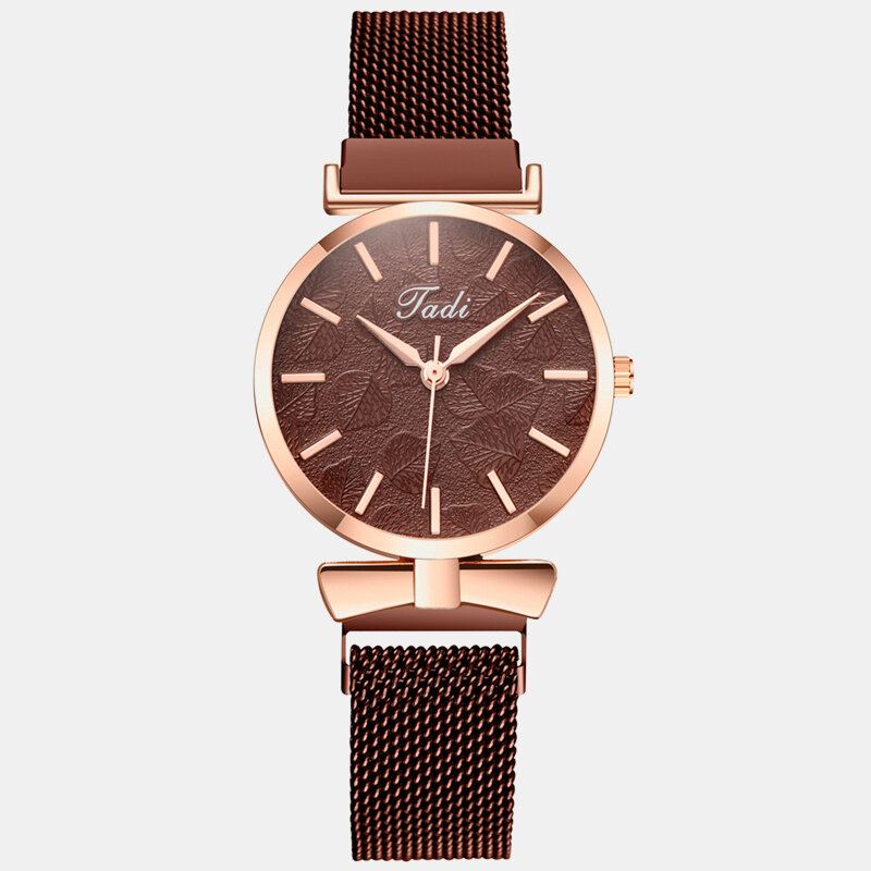 Módní Elegantní Dámské Hodinky Alloy Mesh Band Číselník Čísel Rose Gold Case Quartz Watch