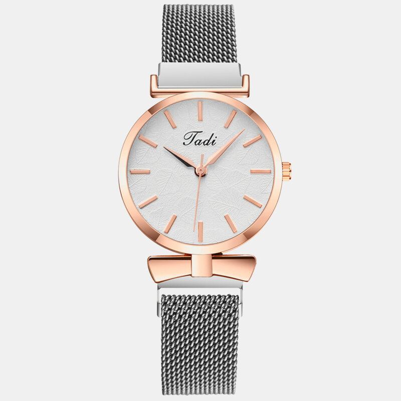 Módní Elegantní Dámské Hodinky Alloy Mesh Band Číselník Čísel Rose Gold Case Quartz Watch