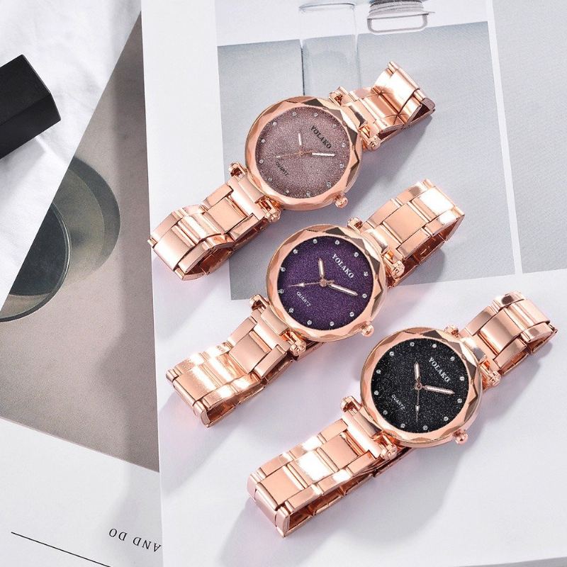 Módní Hodinky Quartz Watch Strarry Night Women Nerezové Diamantové