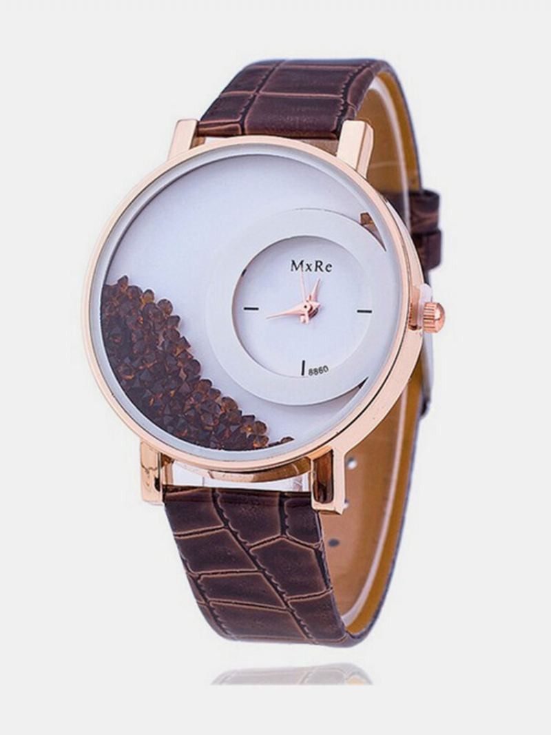 Neformální Dámské Křišťálové Hodinky Kožené Vodotěsné Double Layer Quartz Watch