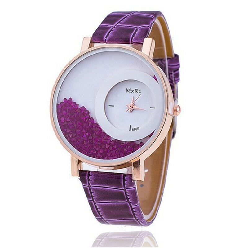 Neformální Dámské Křišťálové Hodinky Kožené Vodotěsné Double Layer Quartz Watch