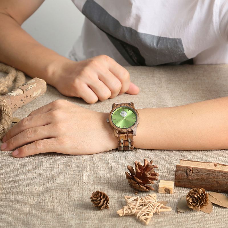 Neformální Dřevěné Hodinky S Dřevěným Pouzdrem Na A Náramkem Pro Unisex Použití Vodotěsný Japonský Strojek Quartz Náramkové Ze Směsi Dřeva A Oceli