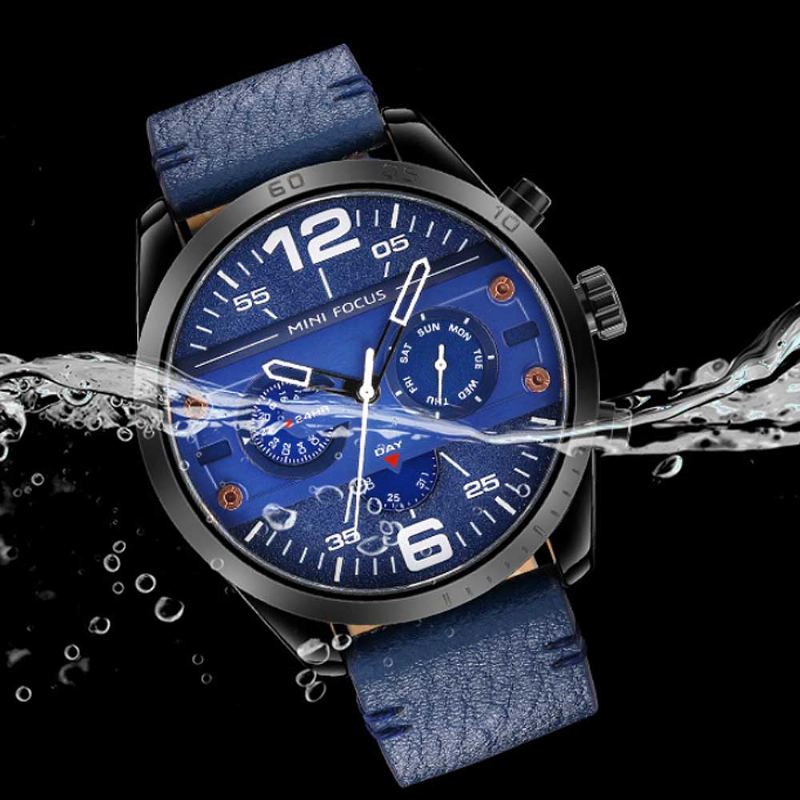 Pánské Módní Hodinky Kožený Řemínek Ze Slitiny Náramkové Luminous Waterproof Quartz Mechanické S Kalendářem