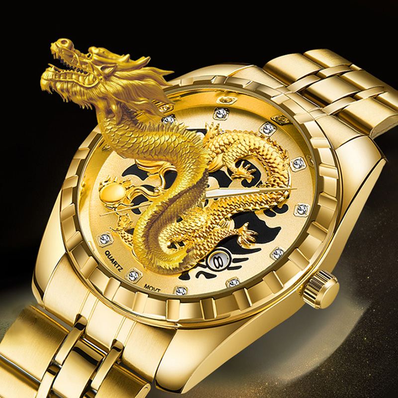 Pánské Sportovní Hodinky 2023 Top Značka Luxury Gold Dragon Velké Náramkové Man Quartz Luxusní Místní Tycoon