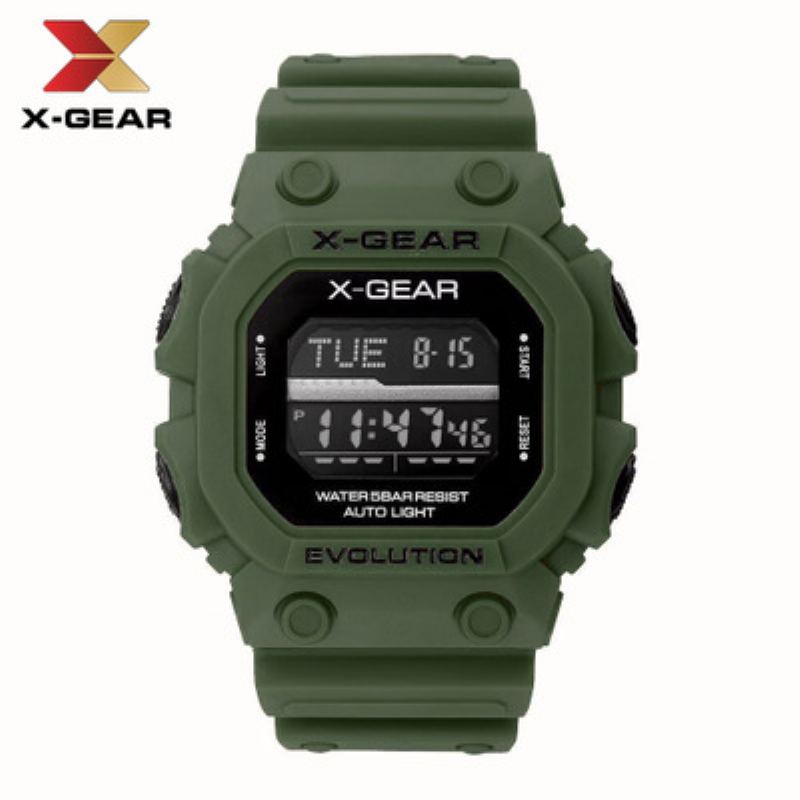 X-gear Revolution Armygreen Sportovní Hodinky Vodotěsné Pánské Elektronické Moq 20pcs